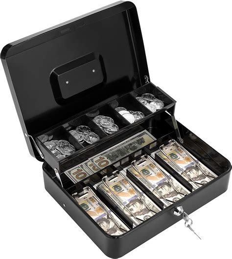 steel cash box|metal money box with key.